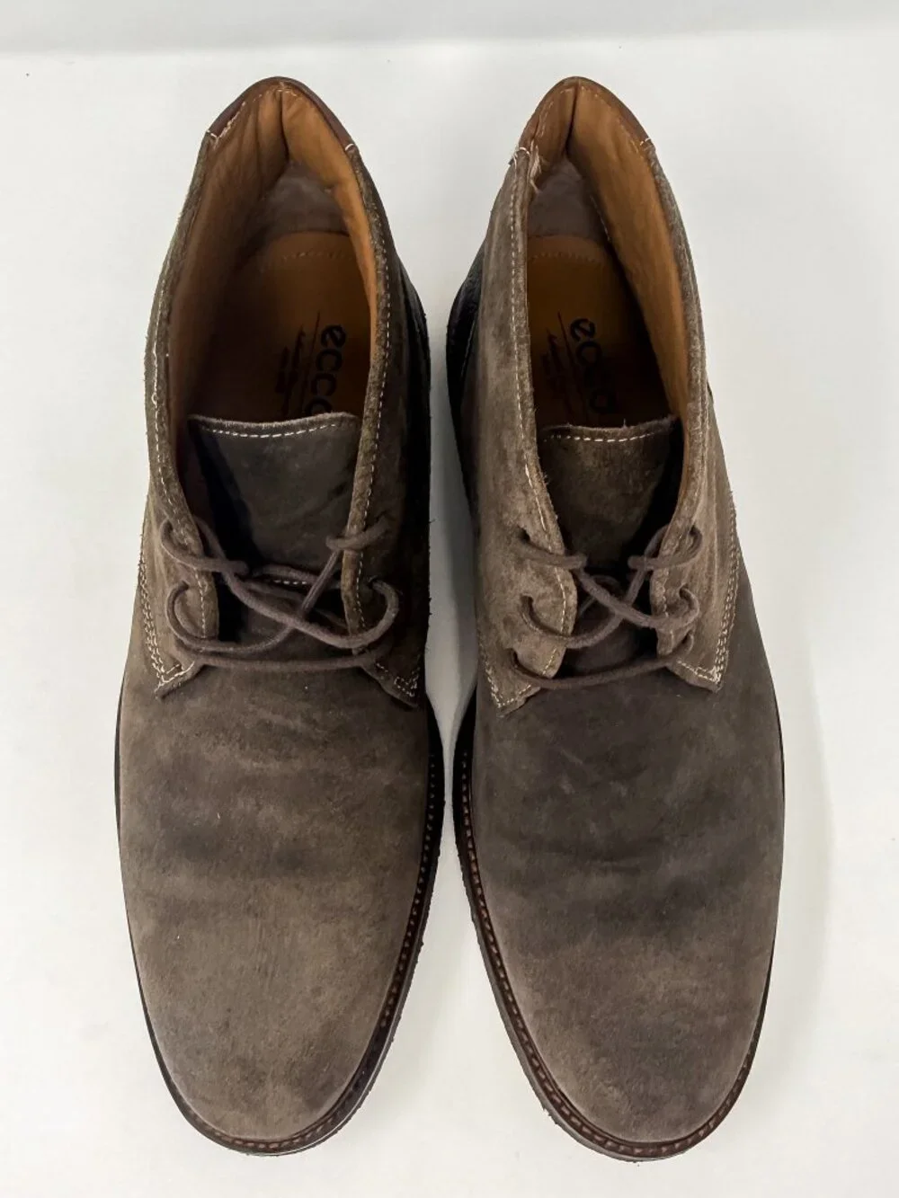ECCO Suede Pebbled Leather Chukka Ankle Boots Men's 11.5 Brown Crepe Soles